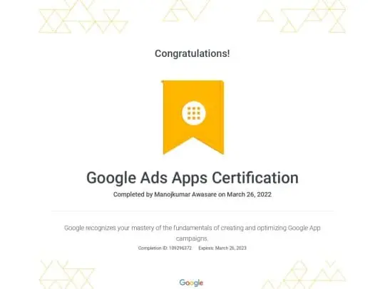 Google Ads Apps Certificate