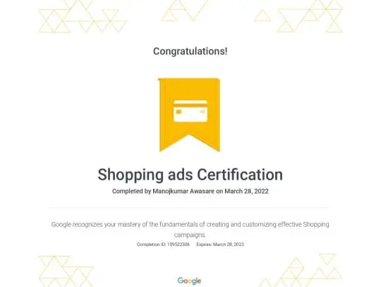 Google Ads Shopping Certificate